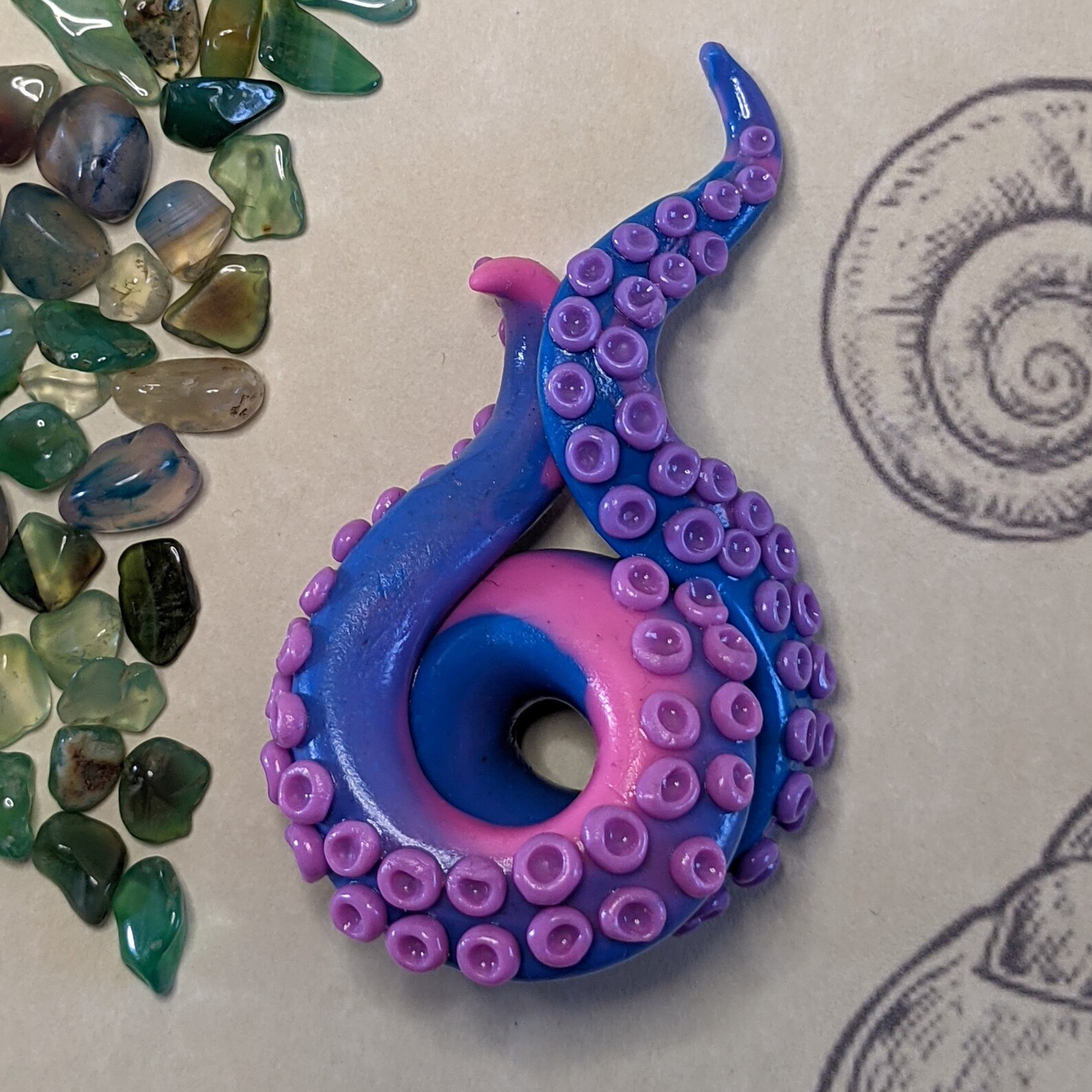 Octopus Tentacle Polymer Clay Art Jewellery Pendentif Grand Etsy