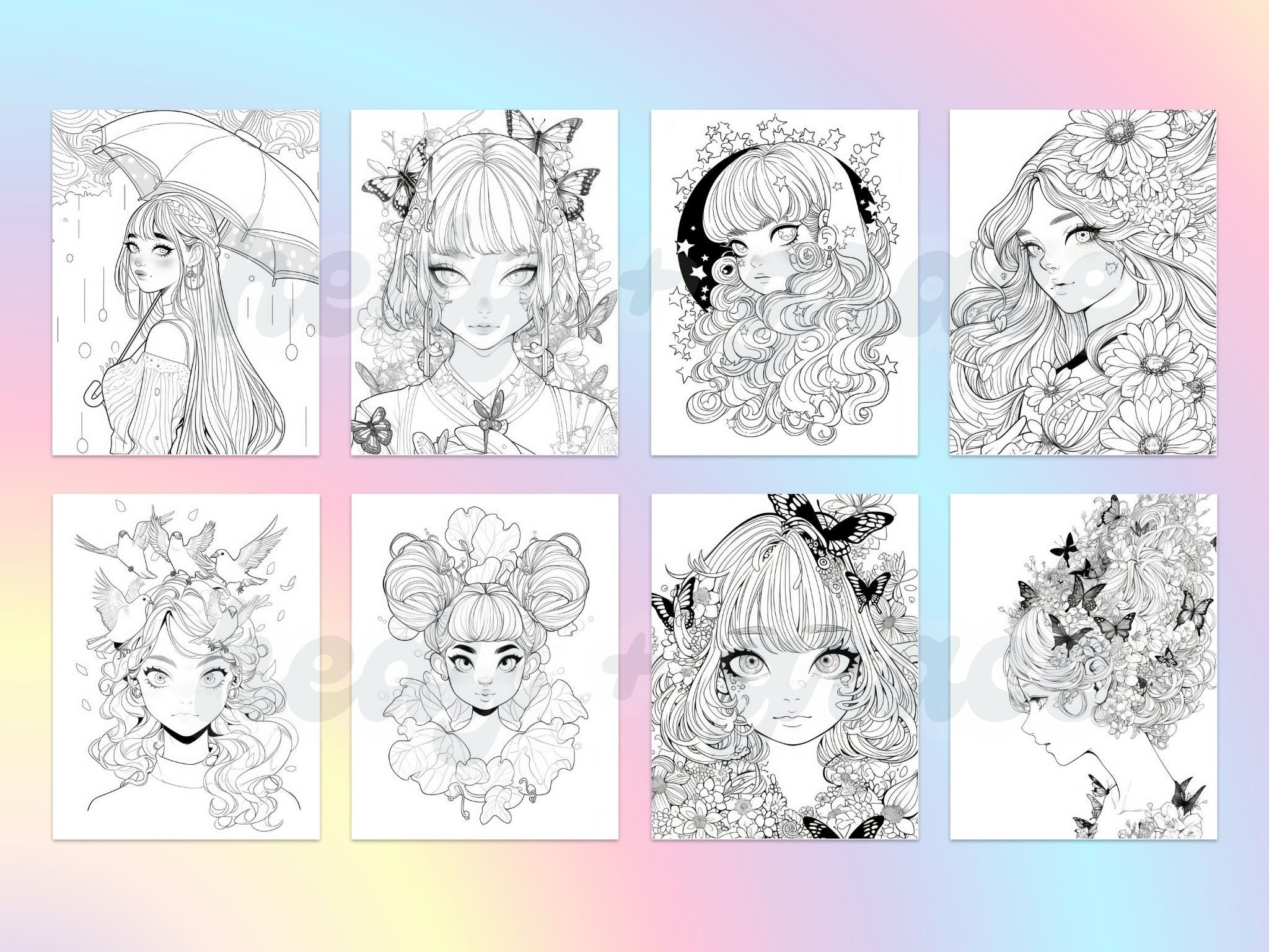 Kawaii Girl Printable Coloring Pages, Kawaii Adult Coloring Sheets ...