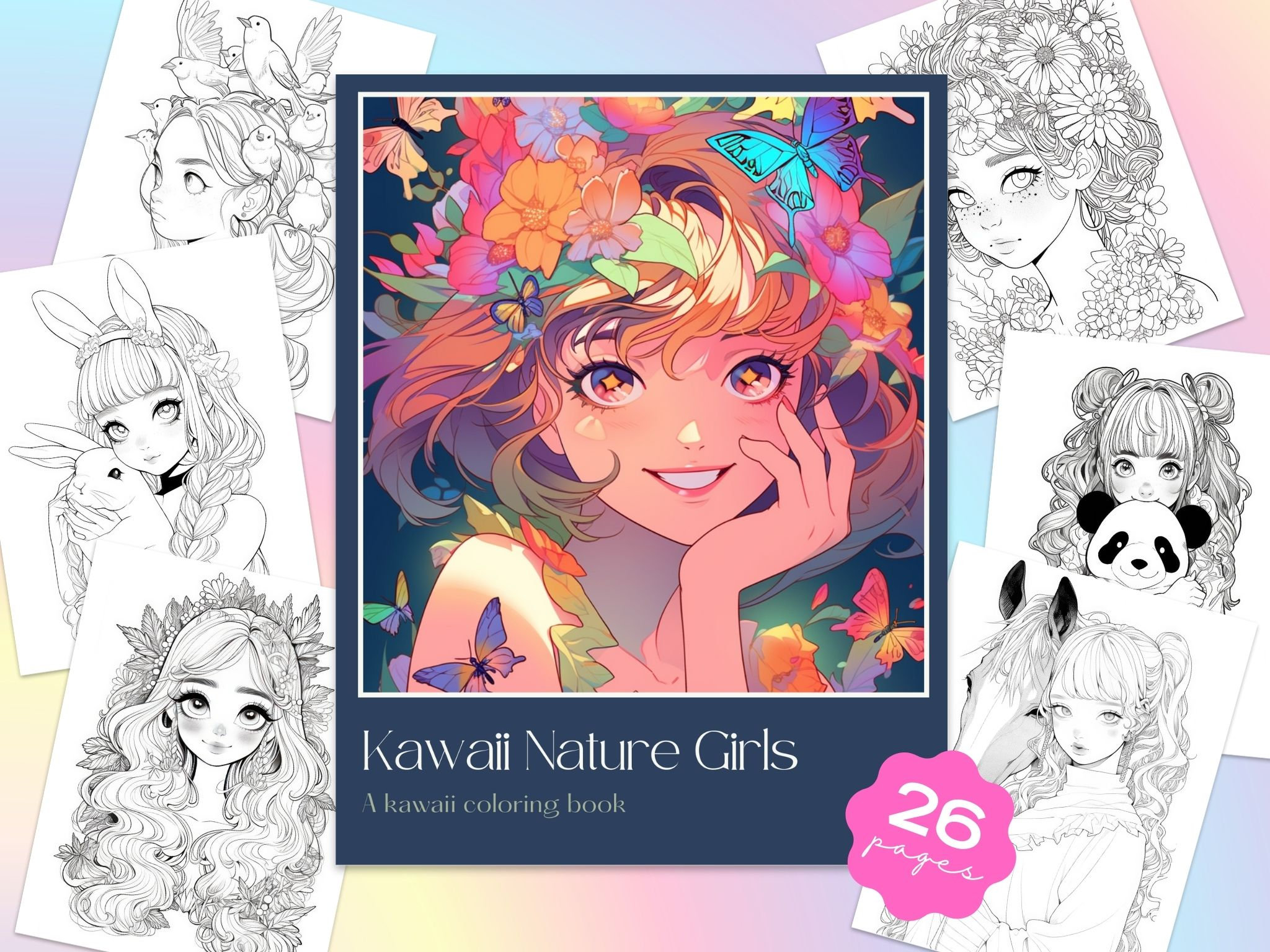 Kawaii Girl Printable Coloring Pages, Kawaii Adult Coloring Sheets ...