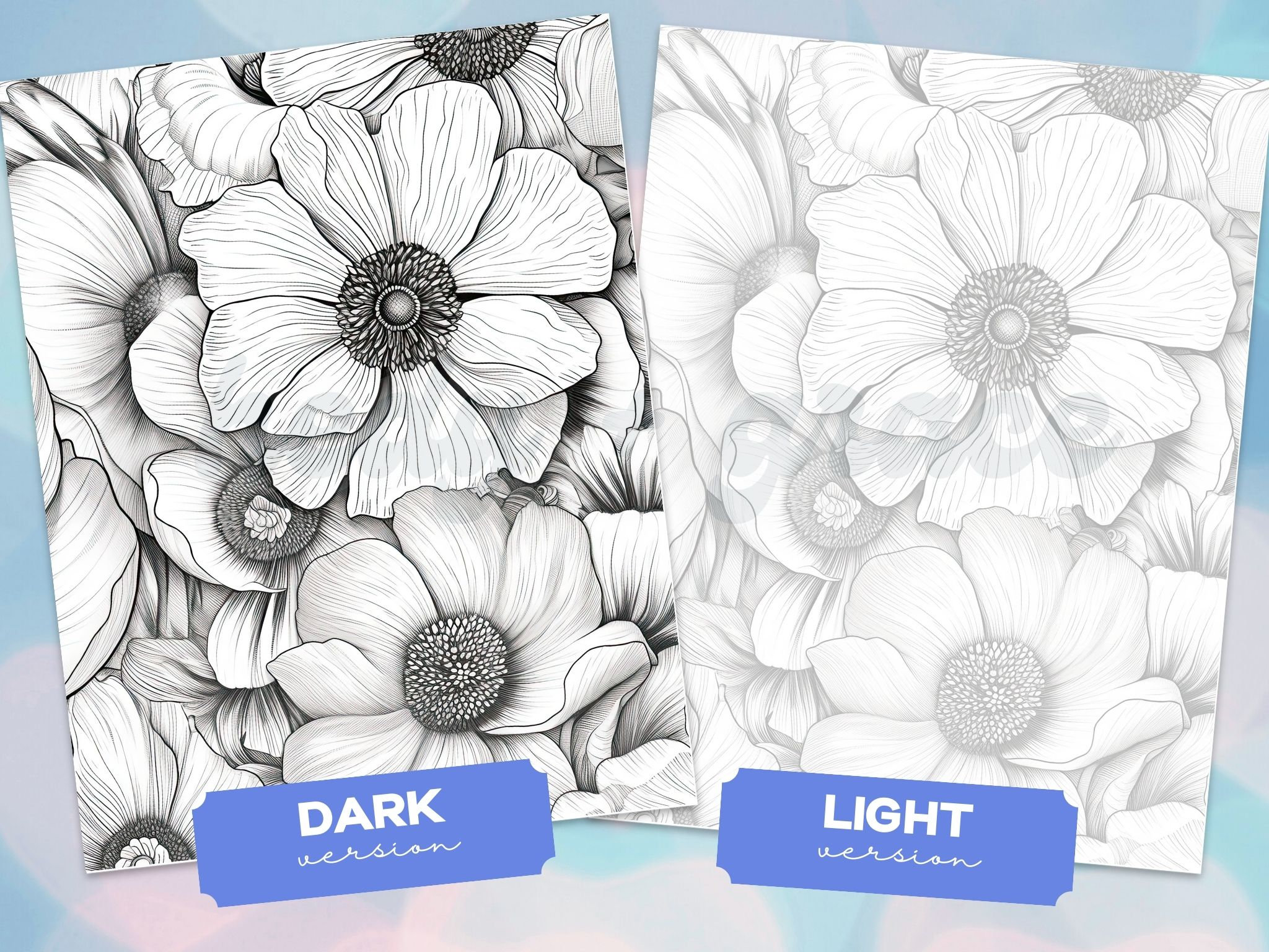 Garden of Tranquility Printable Coloring Book, Flower Coloring Pages