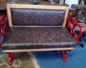 Rare early antique reversable railway tram seat fully restored ideal for barber shop, tattooist waiting room reception