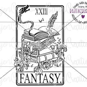 Archivos de corte SVG de cartas del tarot de Fantasy Reader para Cricut y Silhouette / Romance para adultos / Libros / Lectura, camiseta, vaso, taza / suéter