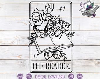The Reader Tarot Card SVG cut files for Cricut and Silhouette | Adult Romance | Books | Reading shirt, tumbler, mug