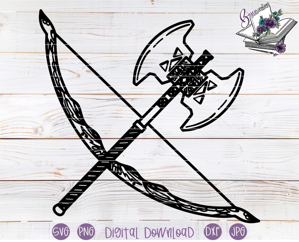 Axe and Bow SVG Cut File for Cricut and Silhouette | Sublimation Design ...
