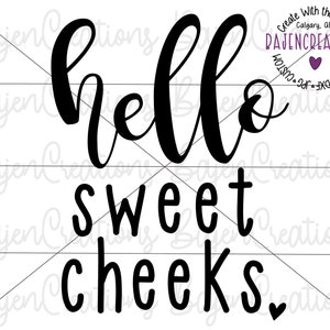 Archivos SVG de Hello Sweet Cheeks para Cricut y Silhouette, mono de bebé, recién nacido, primer atuendo