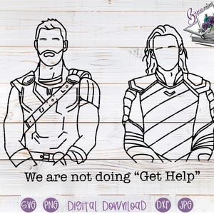 No estamos haciendo archivos de corte SVG de "Obtener ayuda" para Cricut y Silhouette, camisa, suéter, escena de película, cómic, hermanos