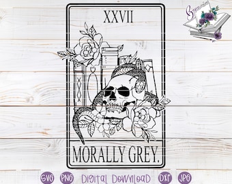 Morally Grey Tarot Card SVG cut files for Cricut and Silhouette | Spicy Masked | Books | Reading shirt, tumbler, mug