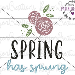 Spring has Sprung SVG und DXF Cut Dateien für Cricut und Silhouette, Urlaub DIY Schild, Karte, April Baby Ankündigung