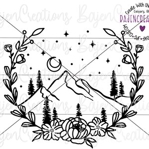 Berg bloemen en sterren SVG gesneden bestand voor Cricut en silhouet | Sublimatieontwerp | tuimelaar, trui | Boekenliefhebber, lezer