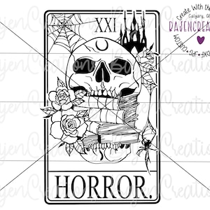 Archivos de corte SVG de cartas del Tarot de terror para Cricut y Silhouette / Romance oscuro / Fantasía / Libros / Lectura, camiseta, vaso, taza