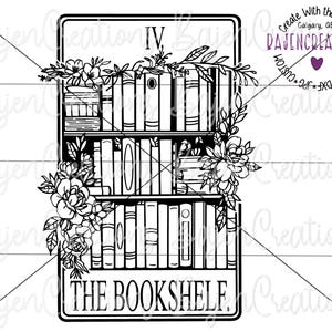 Die Bücherregal-Tarot-Karte SVG-Schnittdateien für Cricut und Silhouette | Erwachsenen Romanze | Bücher | Lese Shirt, Becher, Tasse | Buch-Tracker