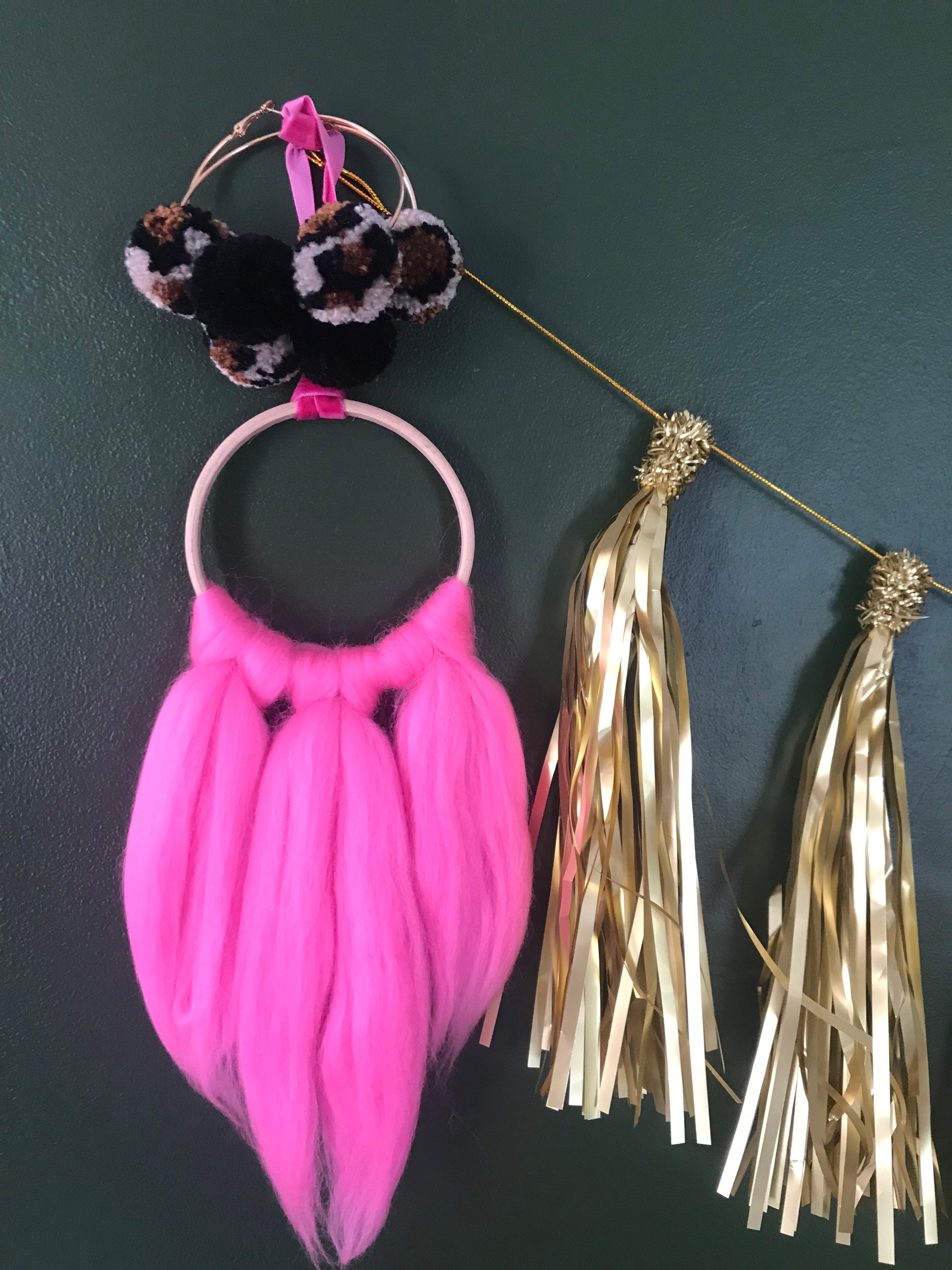 ADRIAN Leopard print Pom Pom hoops Etsy