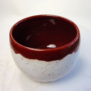 Small Wheel Thrown Food Safe Salsa Bowl or Spice Bowl - Little Serving Bowl in Red and White
