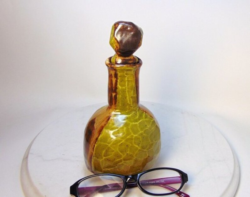 Wheel Thrown Decorative Faceted Pottery Genie Bottle