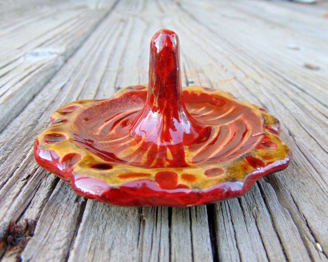 Wheel Thrown Hand Carved Pottery Ring Holder Etsy