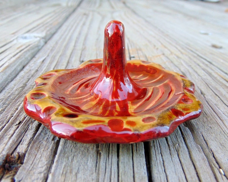 Wheel Thrown Hand Carved Pottery Ring Holder