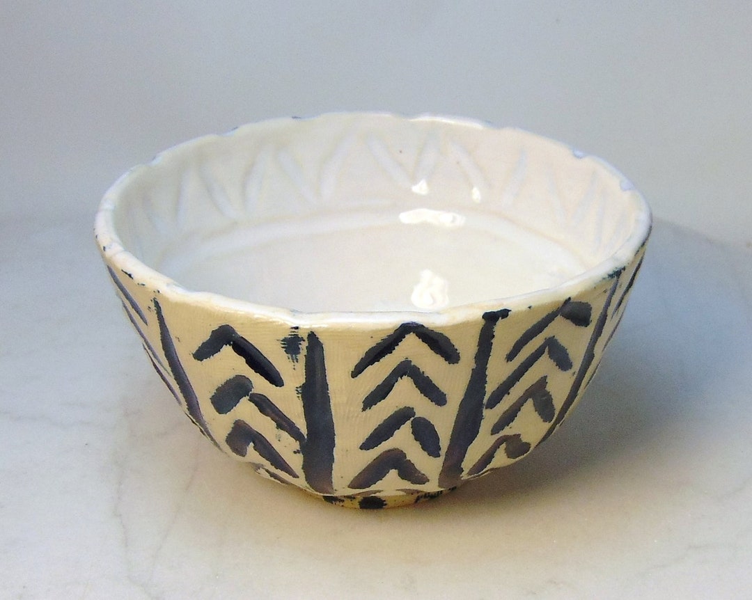 Hand Carved Wheel Thrown Pottery Planter Etsy