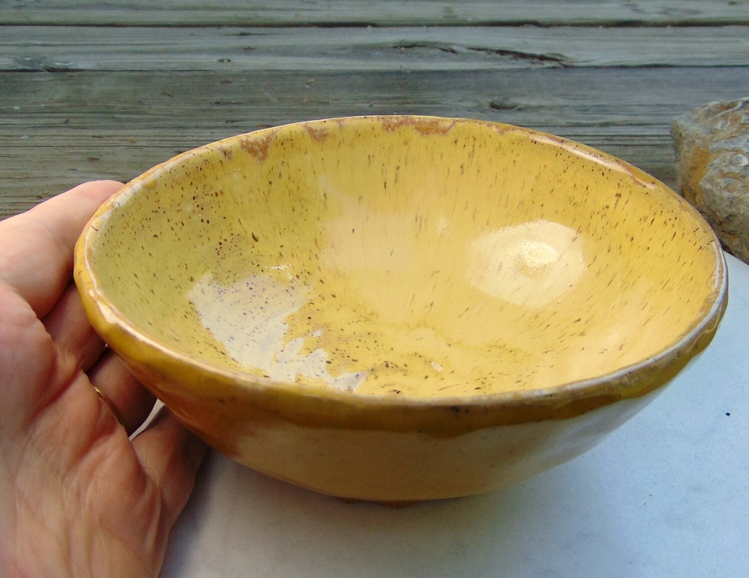 Hand Carved Wheel Thrown Pottery Bowl in Yellow - Etsy