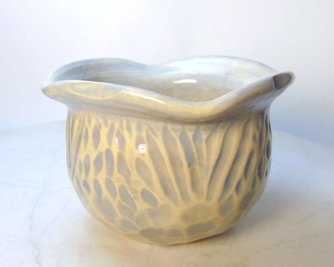 Wheel Thrown Carved Pottery Planter in Ice Blue - Candy Dish - Trinket ...