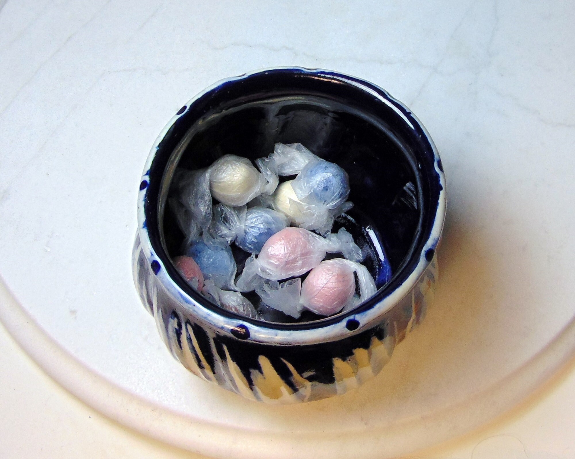 Pottery Planter - Wheel Thrown Planter - Carved Pottery - Blue and ...