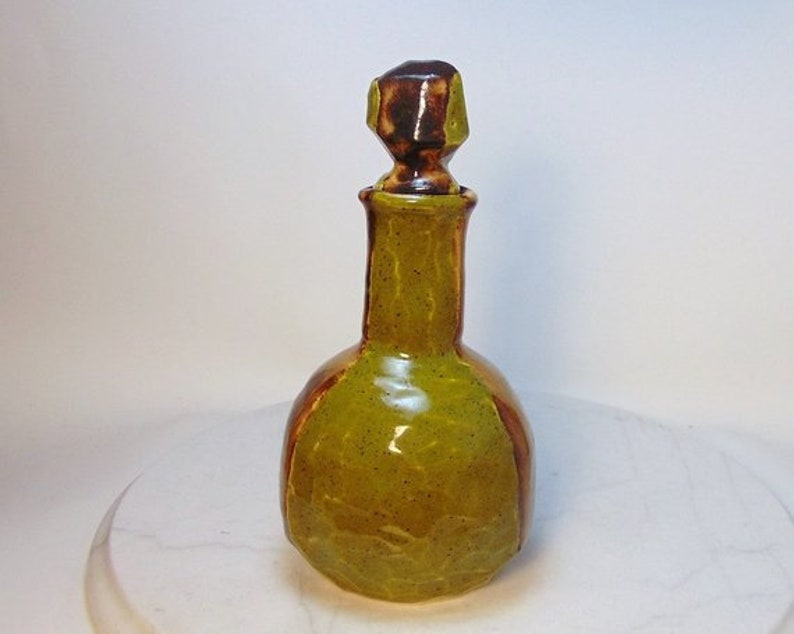 Wheel Thrown Decorative Faceted Pottery Genie Bottle