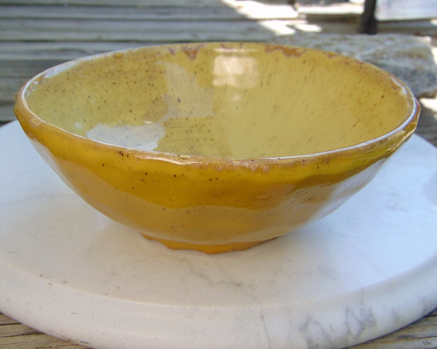 Hand Carved Wheel Thrown Pottery Bowl in Yellow - Etsy
