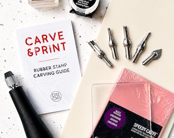 DIY Rubber Stamp Making Kit - Complete Linocut Starter Set - Craft Kit Gift