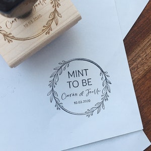 Wedding Favor Mint To Be Stamp Calligraphy Wedding Rubber Stamp DIY Wedding Favor image 1