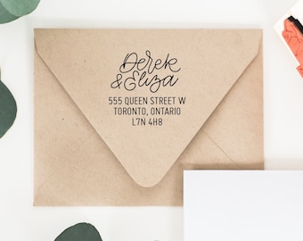 Stempel retouradres aangepaste gepersonaliseerde kalligrafie huwelijksuitnodiging: