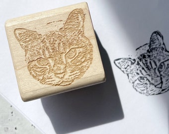 Custom Cat Portrait Stamp: Personalized Pet Rubber Stamp