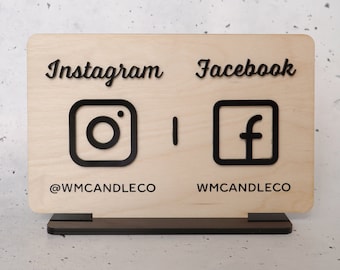 Social Media Large Business Sign - Facebook Instagram Tik Tok Market Table Top Sign