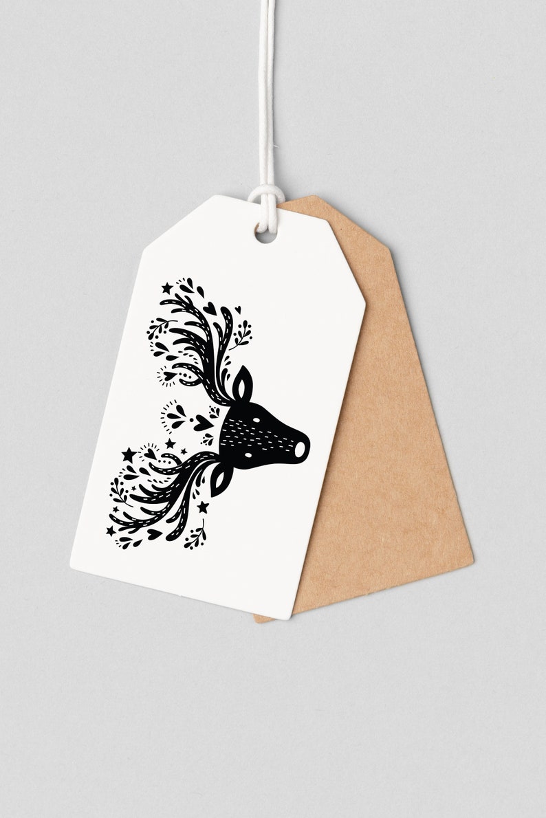 Christmas Deer Stamp Crafting Rubber Stamp DIY Christmas Wrapping image 1