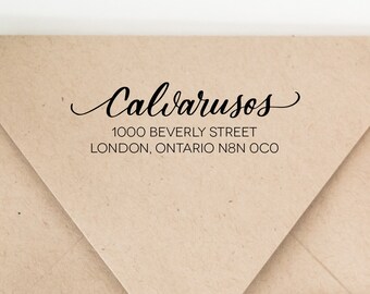 Hand Written Modern Return Address Stamp - Custom Modern Wedding Invitation Stamp
