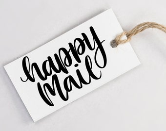Happy Mail Rubber Stamp: Custom Shipping Stamp, Business Packaging