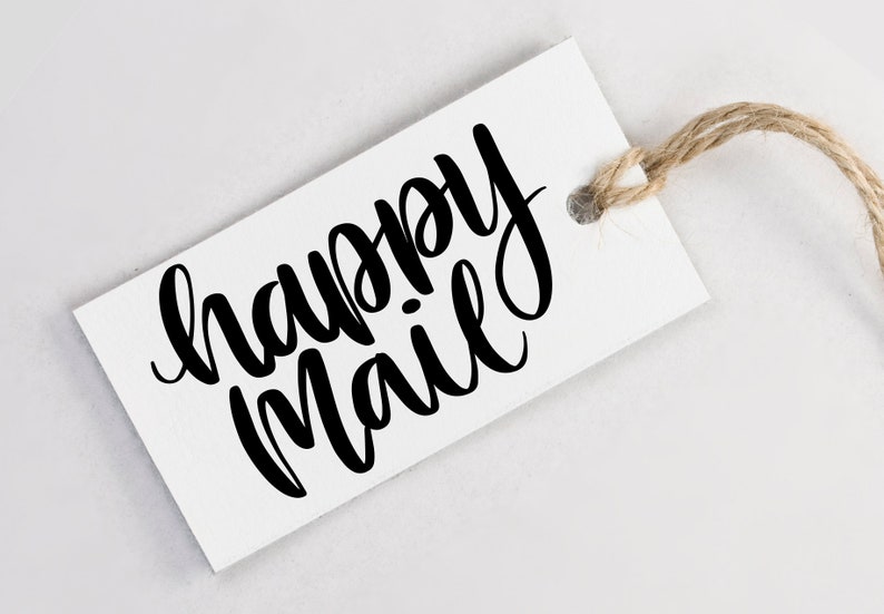 Hand Lettered Rubber Stamp Happy Mail Stamp DIY Shipping Packaging