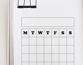Monthly Habit Tracker Rubber Stamp for Bullet Journal