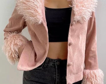 light pink fuzzy jacket