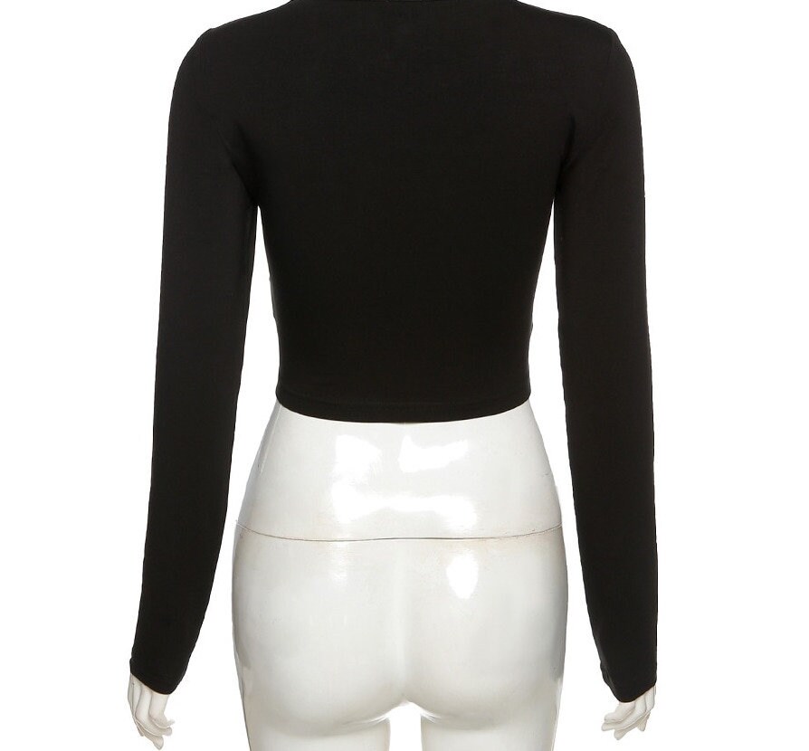 Y2K Black Cut Out Long Sleeve Top 