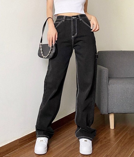 Y2K Black/white/blue Baggy Cargo Jeans | Etsy Australia