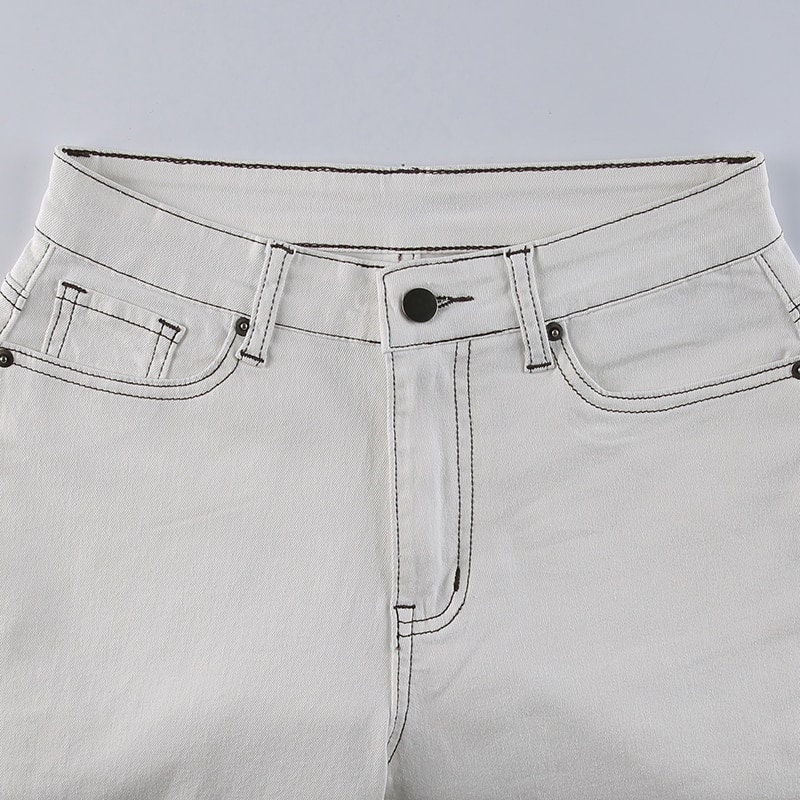 Y2K White Side Split Jeans | Etsy