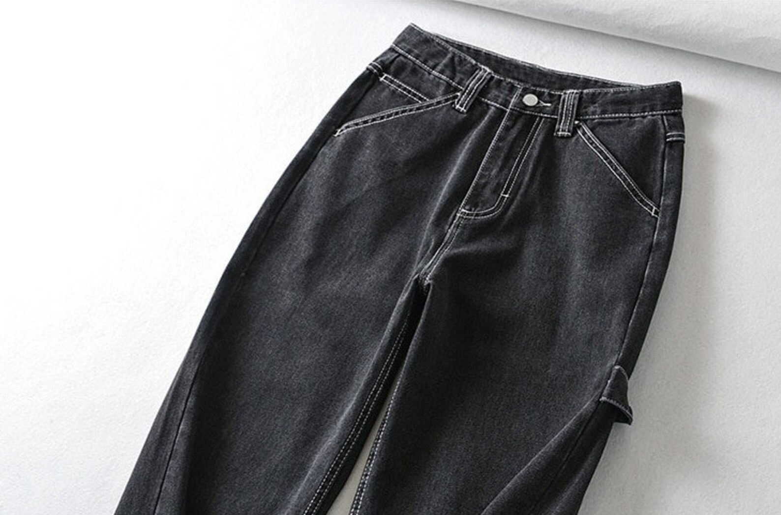 Y2K Black/White/Blue Baggy Cargo Jeans | Etsy