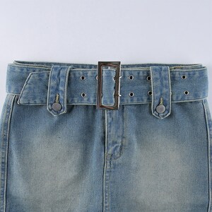 Y2K Denim Belted Skort - Etsy