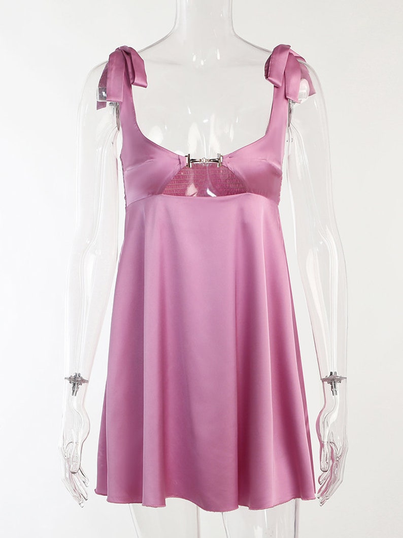 Y2K Pink/green/brown Satin Cut Out Chain Dress Etsy UK