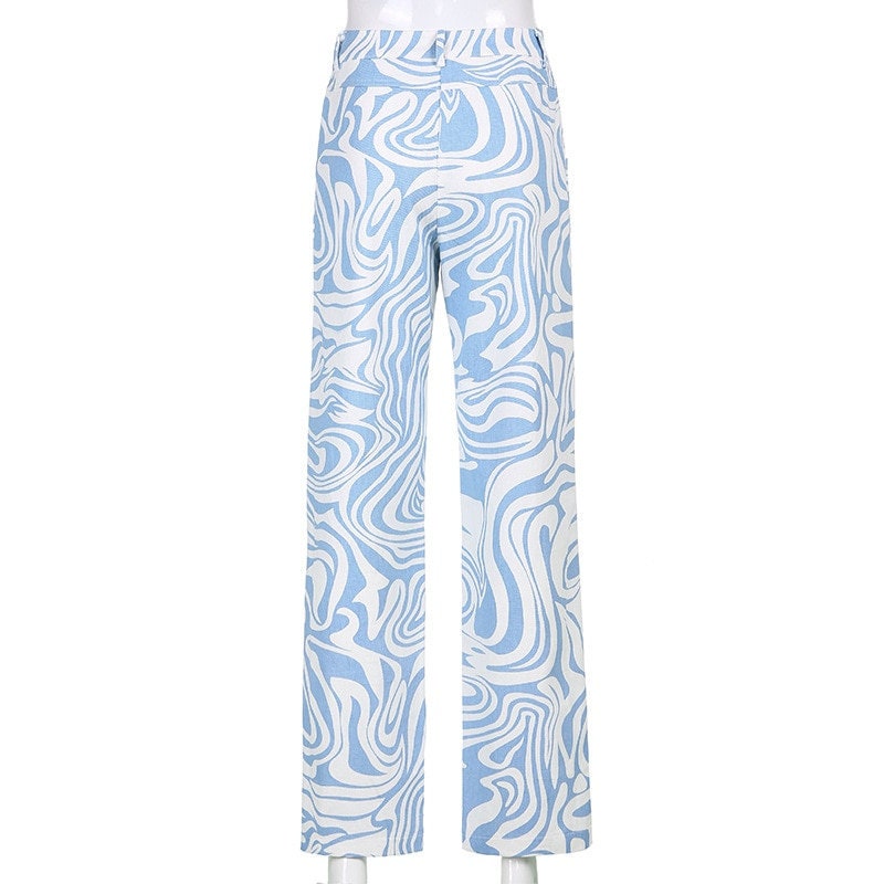 Y2K Brown/blue/beige Swirl Print Baggy High Waist Jeans - Etsy UK