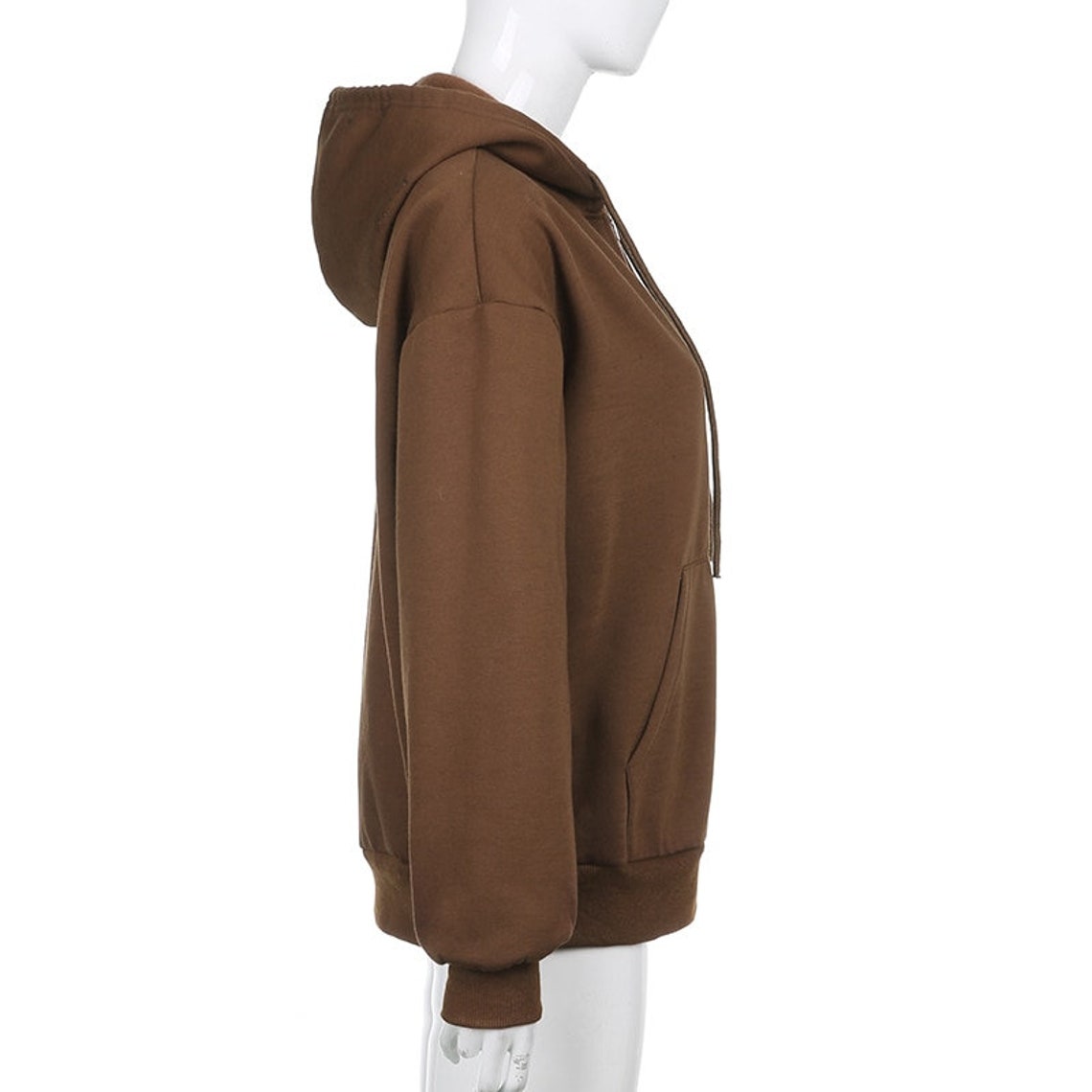 Y2K Brown/Black Plain Zip Up Hoodie | Etsy