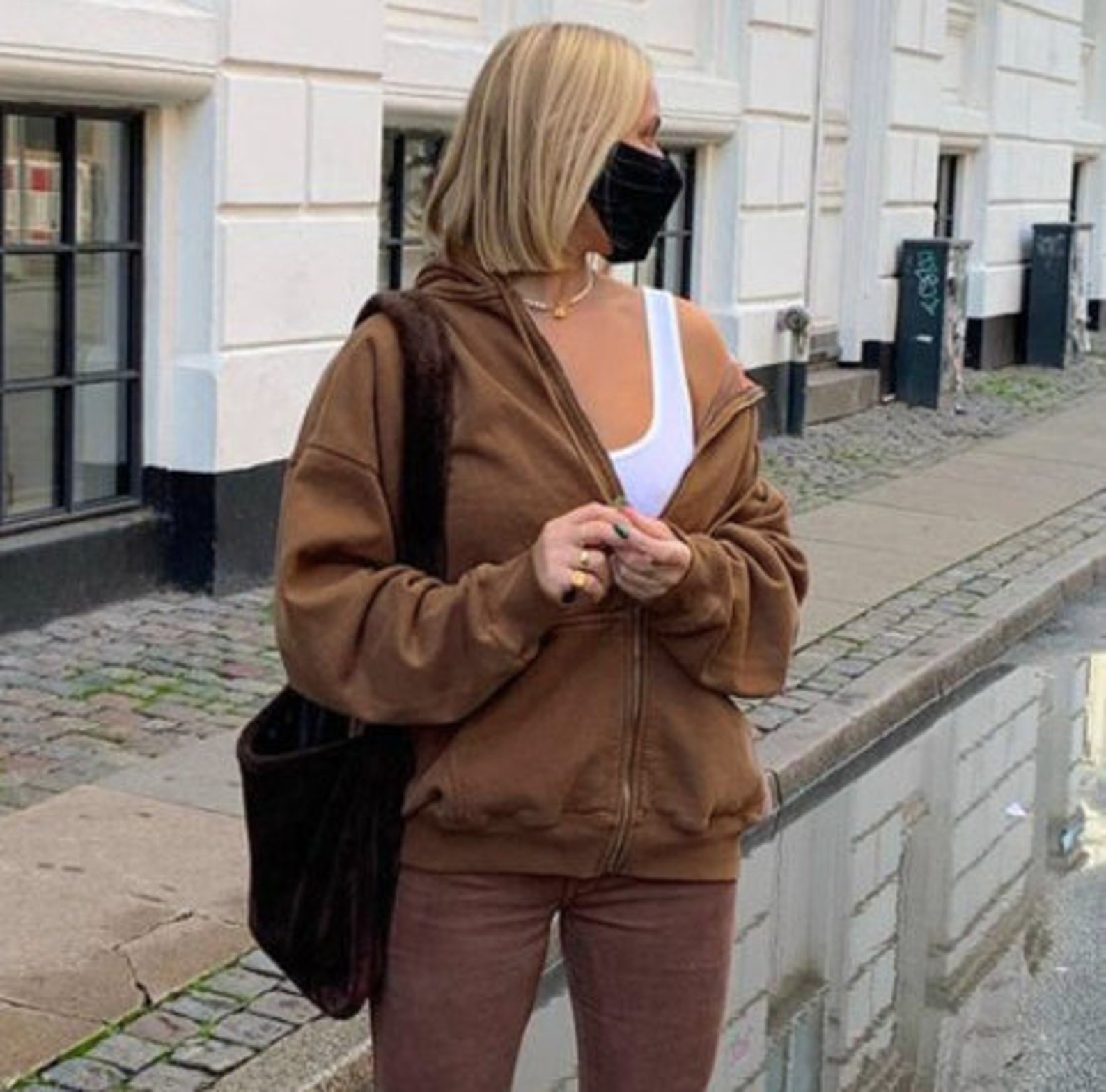 Y2K Brown/Black Plain Zip Up Hoodie | Etsy