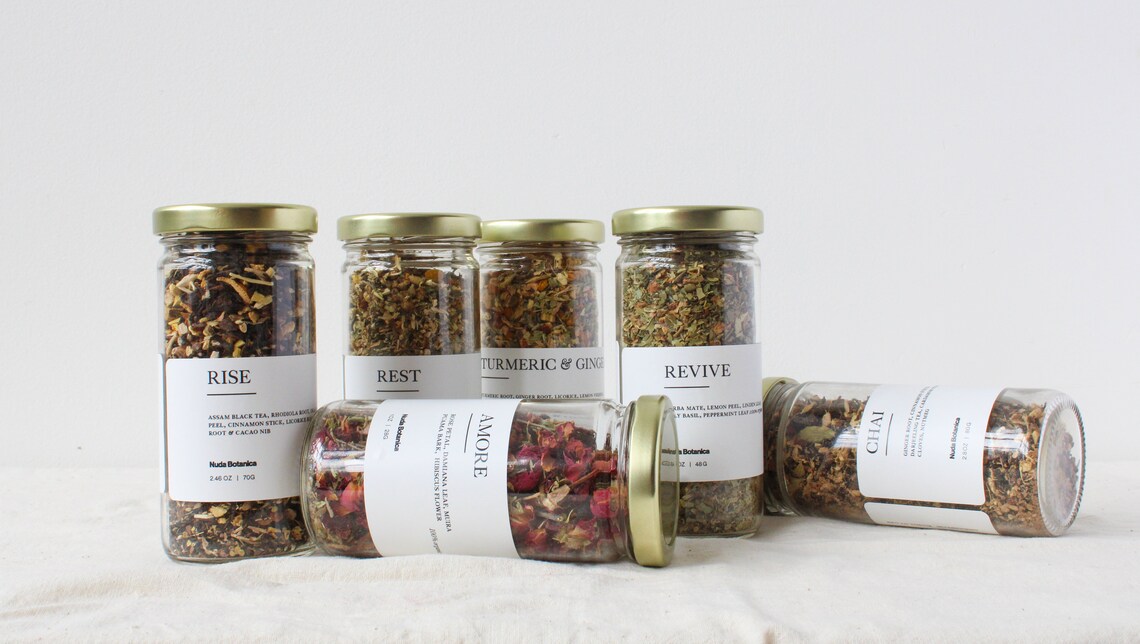 Loose Leaf Tea Sampler Jars Organic Healthy Herbal Tea Etsy