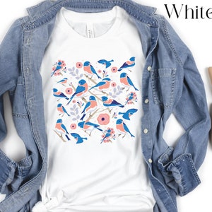 Cottagecore Bluebird Shirt, Blue Bird Shirt, Mother's Day Gift for Bird Lover, Bluebird Gifts, Holiday Gift for Bluebird Lover, Gift for Mom