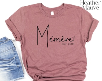 Custom Memere Shirt, Memere Gifts, Holiday Gift for Memere,Mothers Day Gift for Memere,Memere T Shirt, Pregnancy Reveal, Gift From Grandkids