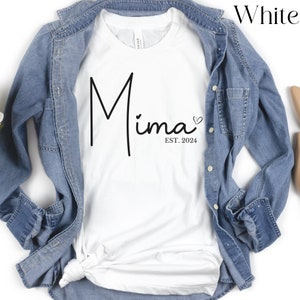 Custom Mima Shirt, Holiday Gift for Mima, Mima Gifts, Mothers Day Gift for Mima, Pregnancy Reveal, Personalized Mima TShirt, Gift for Mom